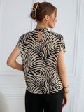 SHEIN Essnce Leopard Shirt Women's Summer Commuting Leopard Print Wide Strap Shirt