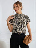 SHEIN Essnce Leopard Shirt Women's Summer Commuting Leopard Print Wide Strap Shirt