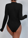  | SHEIN Essnce Lettuce Trim Mock Neck Bodysuit | Top | Shein | OneHub