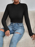  | SHEIN Essnce Lettuce Trim Mock Neck Bodysuit | Top | Shein | OneHub