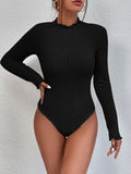  | SHEIN Essnce Lettuce Trim Mock Neck Bodysuit | Top | Shein | OneHub