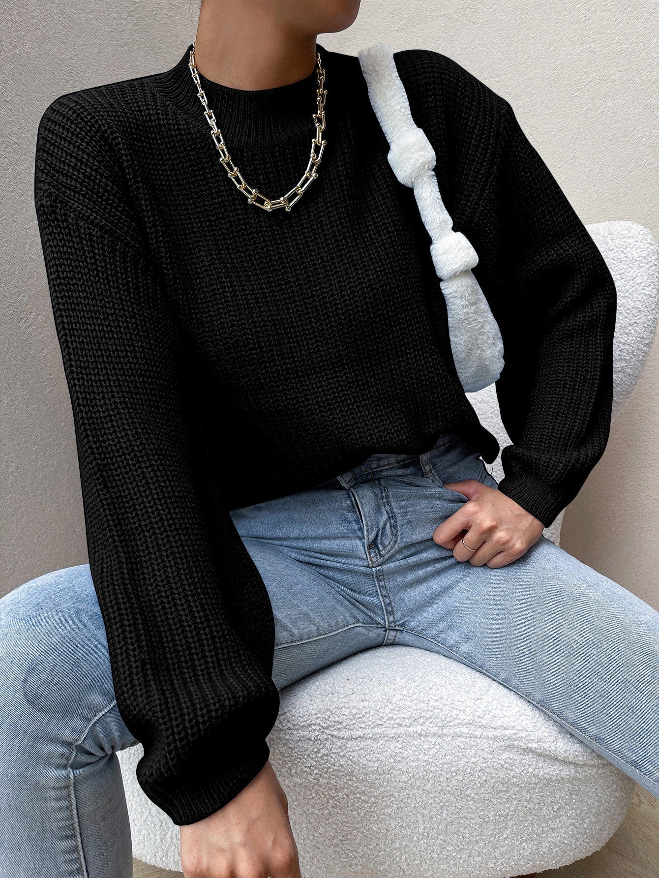  | SHEIN Essnce Mock Neck Drop Shoulder Sweater | Sweater | Shein | OneHub