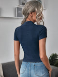  | SHEIN Essnce Mock Neck Rib-knit Tee | Top | Shein | OneHub