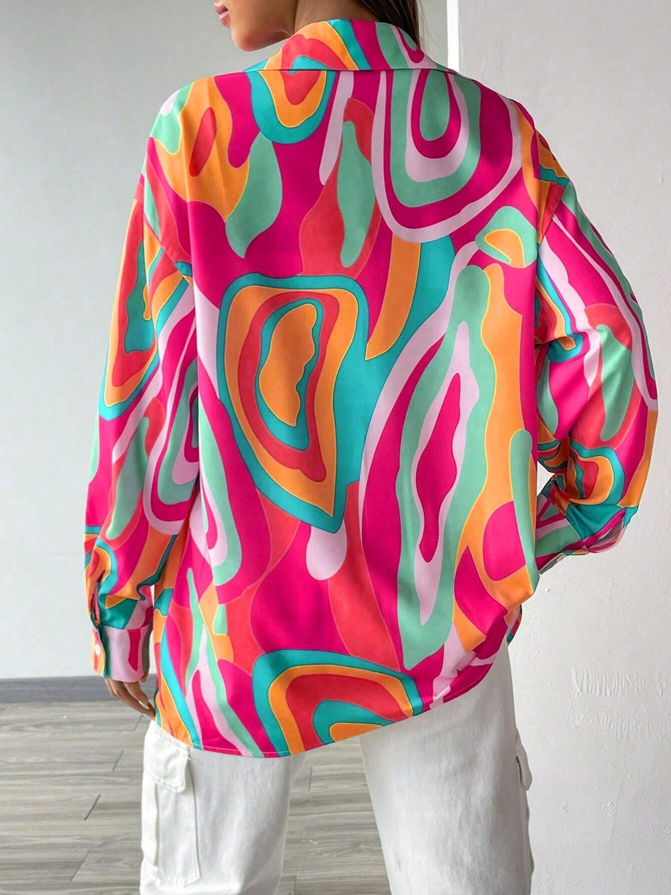  | SHEIN Essnce Printed Button-Down Long Sleeve Casual Shirt | Shirt | Shein | OneHub