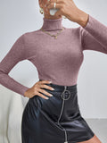  | SHEIN Essnce Solid High Neck Rib Knit Sweater | Sweater | Shein | OneHub
