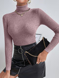  | SHEIN Essnce Solid High Neck Rib Knit Sweater | Sweater | Shein | OneHub
