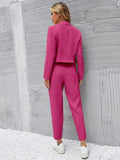  | SHEIN Essnce Solid Single Button Crop Blazer And Slant Pocket Tailored Pants | Blazer | Shein | OneHub