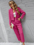  | SHEIN Essnce Solid Single Button Crop Blazer And Slant Pocket Tailored Pants | Blazer | Shein | OneHub