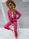  | SHEIN Essnce Solid Single Button Crop Blazer And Slant Pocket Tailored Pants | Blazer | Shein | OneHub