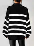  | SHEIN Essnce Striped Pattern Mock Neck Drop Shoulder Sweater | Sweater | Shein | OneHub