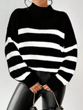  | SHEIN Essnce Striped Pattern Mock Neck Drop Shoulder Sweater | Sweater | Shein | OneHub