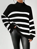  | SHEIN Essnce Striped Pattern Mock Neck Drop Shoulder Sweater | Sweater | Shein | OneHub