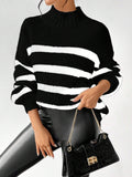  | SHEIN Essnce Striped Pattern Mock Neck Drop Shoulder Sweater | Sweater | Shein | OneHub