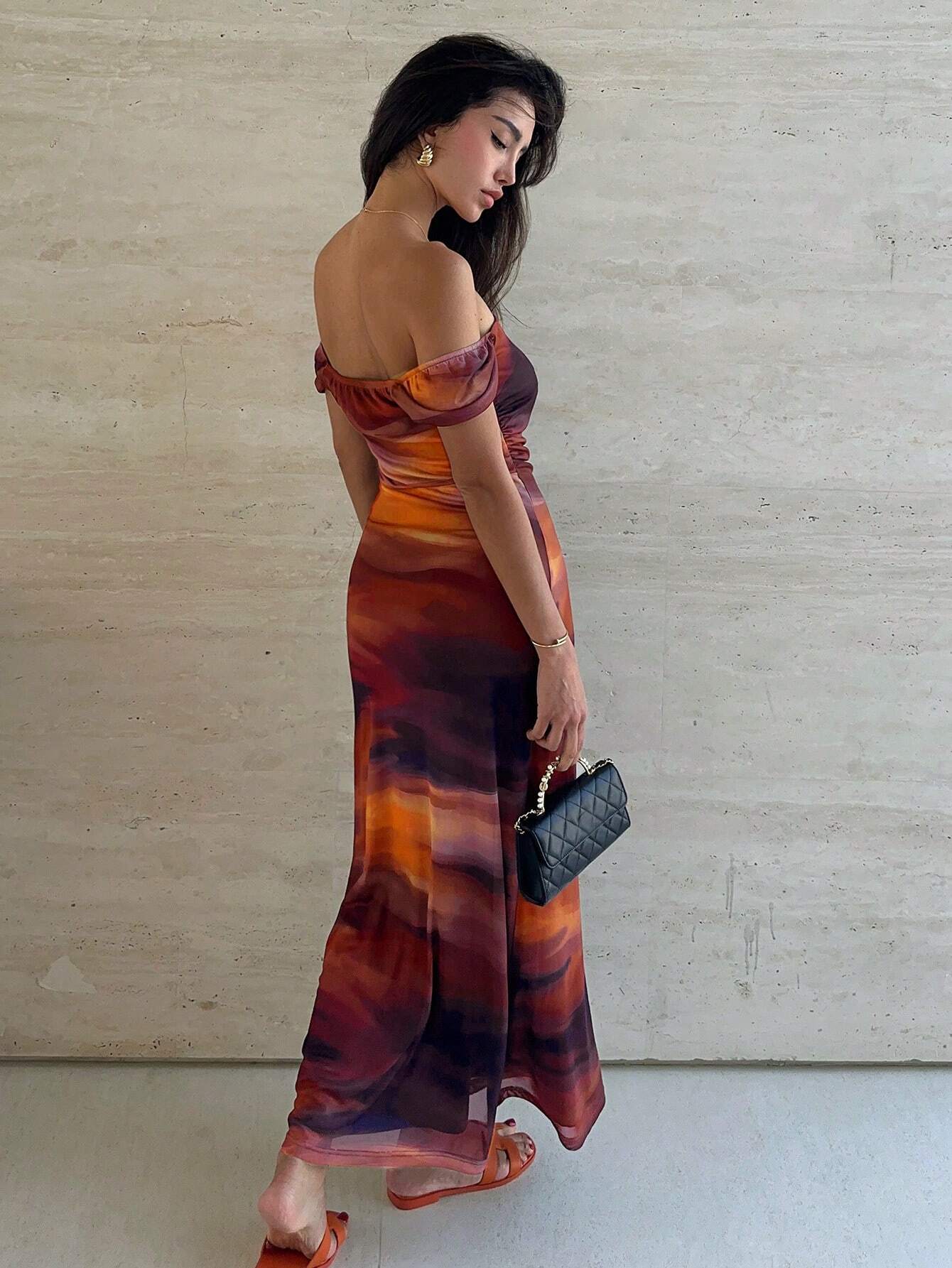  | SHEIN Essnce Summer Tie-Dye Pleated Dress With Asymmetric Neckline | Dress | Shein | OneHub