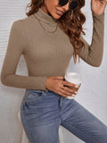  | SHEIN Essnce Turtleneck Waffle Knit Tee Bodysuit | Top | Shein | OneHub
