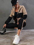  | SHEIN Essnce Two Tone Zip Up Hooded Jacket & Pants | Top and Pant Set | Shein | OneHub