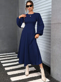 SHEIN Essnce Women Fall Plain Simple Everyday Long Sleeve Summer Dress
