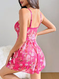 SHEIN Floral Print With Bow Decor Camisole Nightgown Babydoll Bowknot