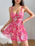 SHEIN Floral Print With Bow Decor Camisole Nightgown Babydoll Bowknot
