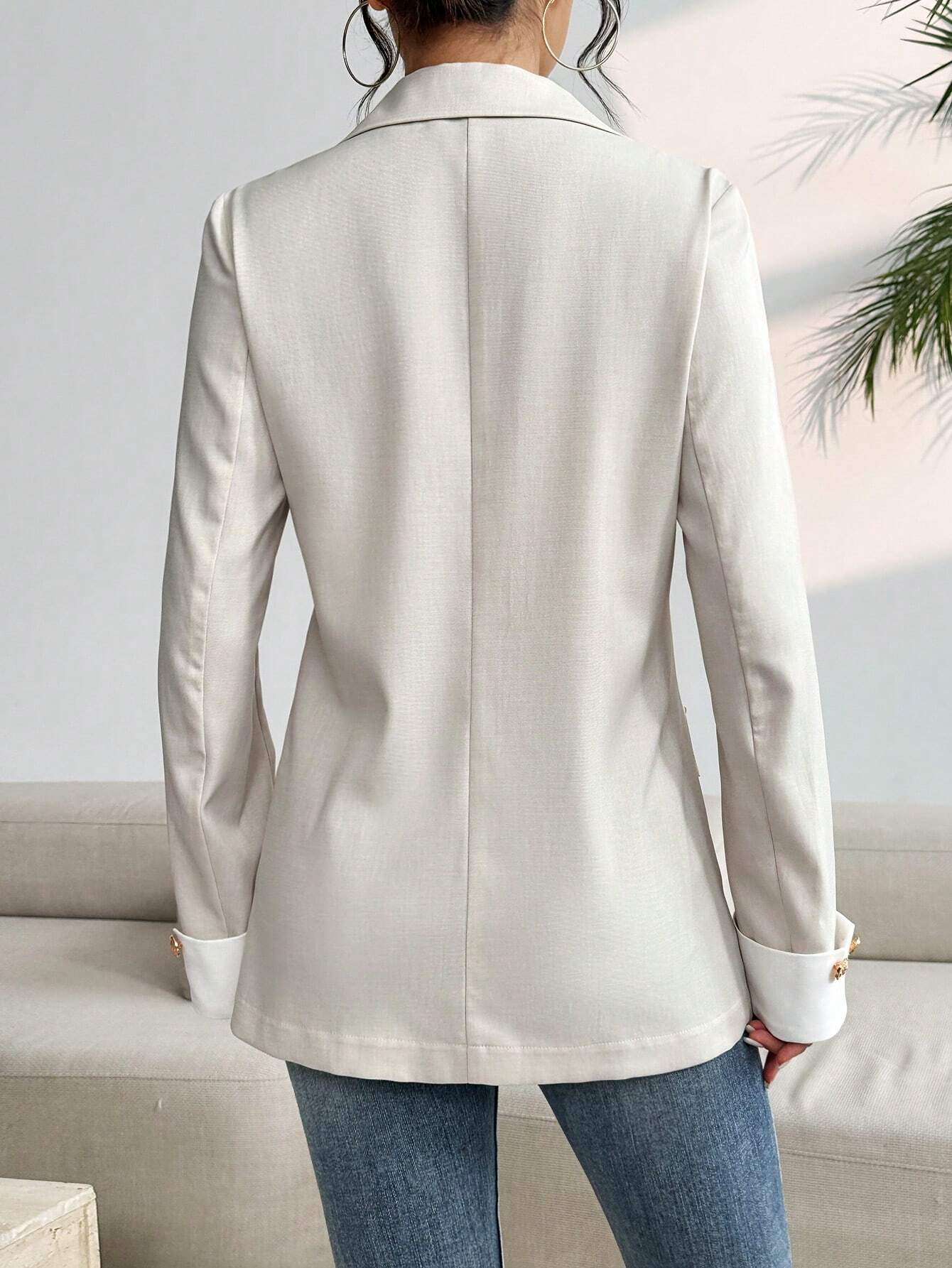  | SHEIN Frenchy Color Block Pleated Cuff Slightly Slim Fit Commute & Casual Blazer | Blazer | Shein | OneHub