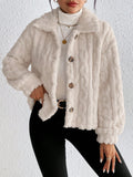SHEIN Frenchy Drop Shoulder Button Front Teddy Jacket In Fall/Winter