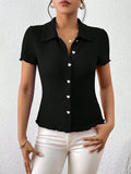  | SHEIN Frenchy Solid Button Front Tee | T-shirt | Shein | OneHub