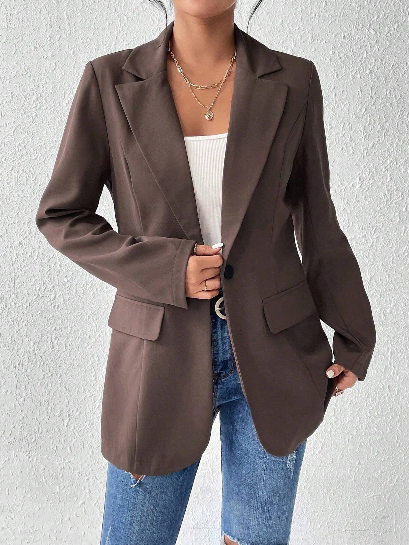  | SHEIN Frenchy Solid Color Lapel Collar Suit Jacket | Blazer | Shein | OneHub