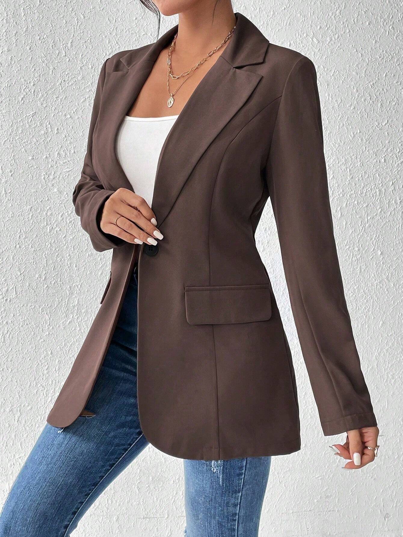  | SHEIN Frenchy Solid Color Lapel Collar Suit Jacket | Blazer | Shein | OneHub