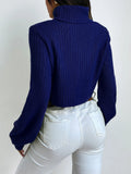  | SHEIN Frenchy Solid Turtleneck Bishop Sleeve Crop Sweater | Sweater | Shein | OneHub