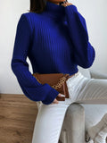  | SHEIN Frenchy Solid Turtleneck Bishop Sleeve Crop Sweater | Sweater | Shein | OneHub