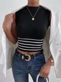 | SHEIN Frenchy Striped Pattern Mock Neck Knit Top | Skirt | Shein | OneHub
