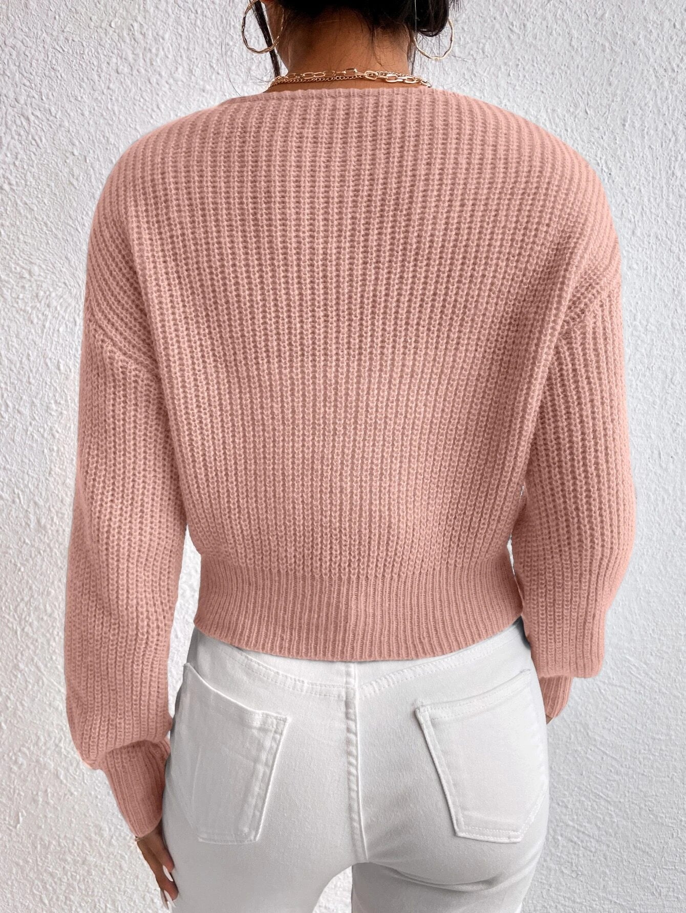  | SHEIN Frenchy Surplice Neck Drop Shoulder Sweater | Sweater | Shein | OneHub