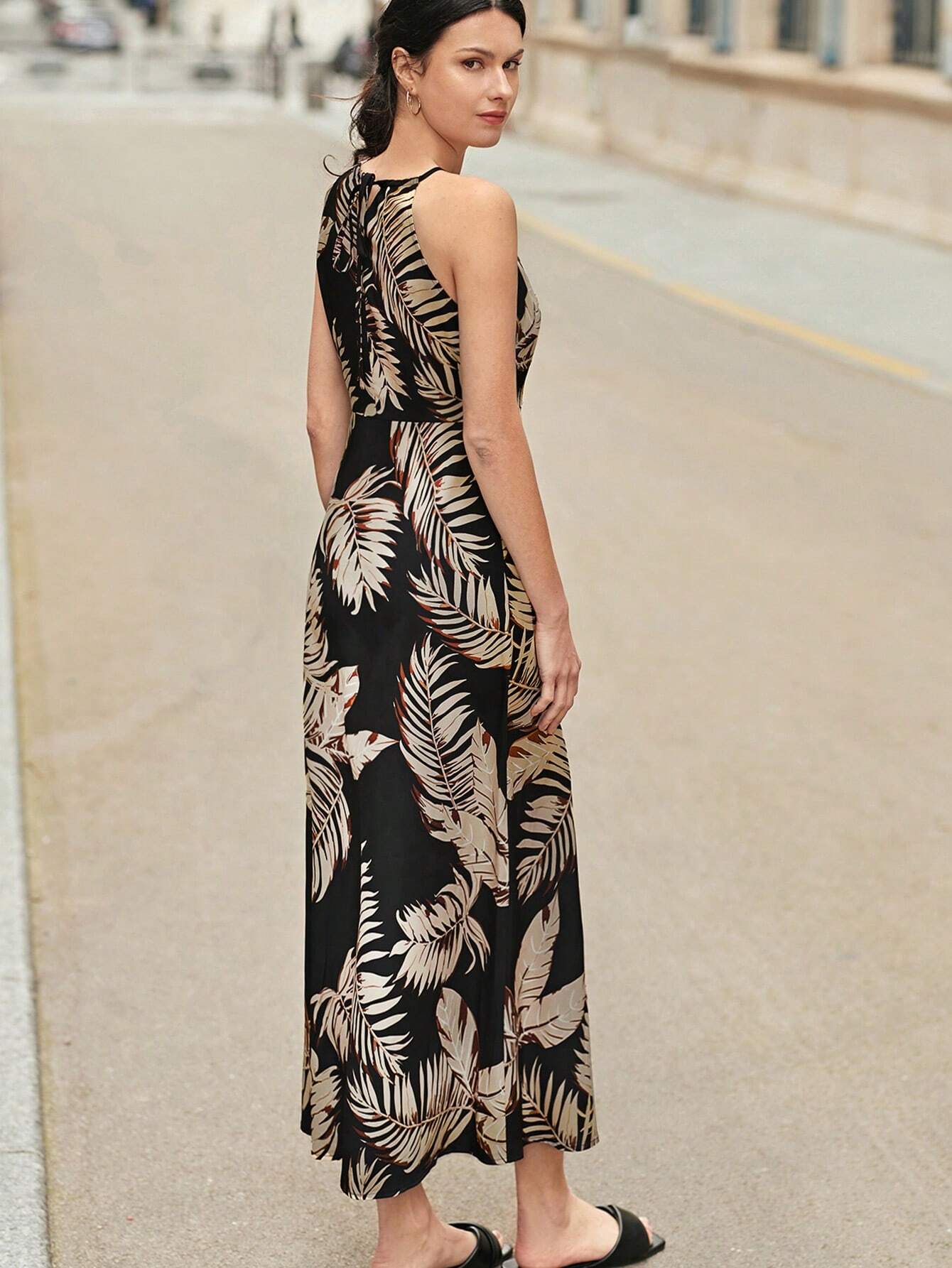  | SHEIN Frenchy Tropical Print Split Thigh Halter Dress | Dress | Shein | OneHub