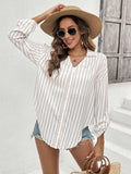  | SHEIN Frenchy Women's Old Money Outfits Striped Printed Linen Casual Long-Sleeved Shirt | Top | Shein | OneHub