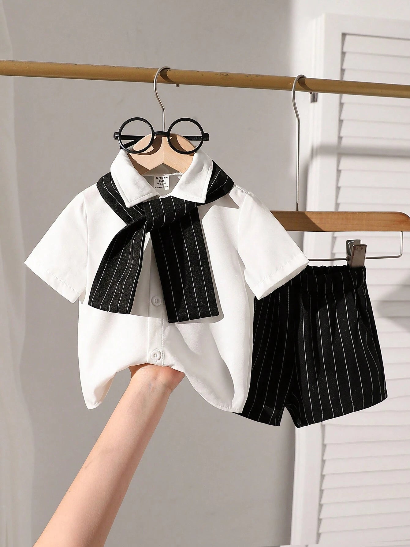  | SHEIN Genkimix Kids Baby Boys Striped Print Shirt & Shorts & Shawl | Dress | Shein | OneHub