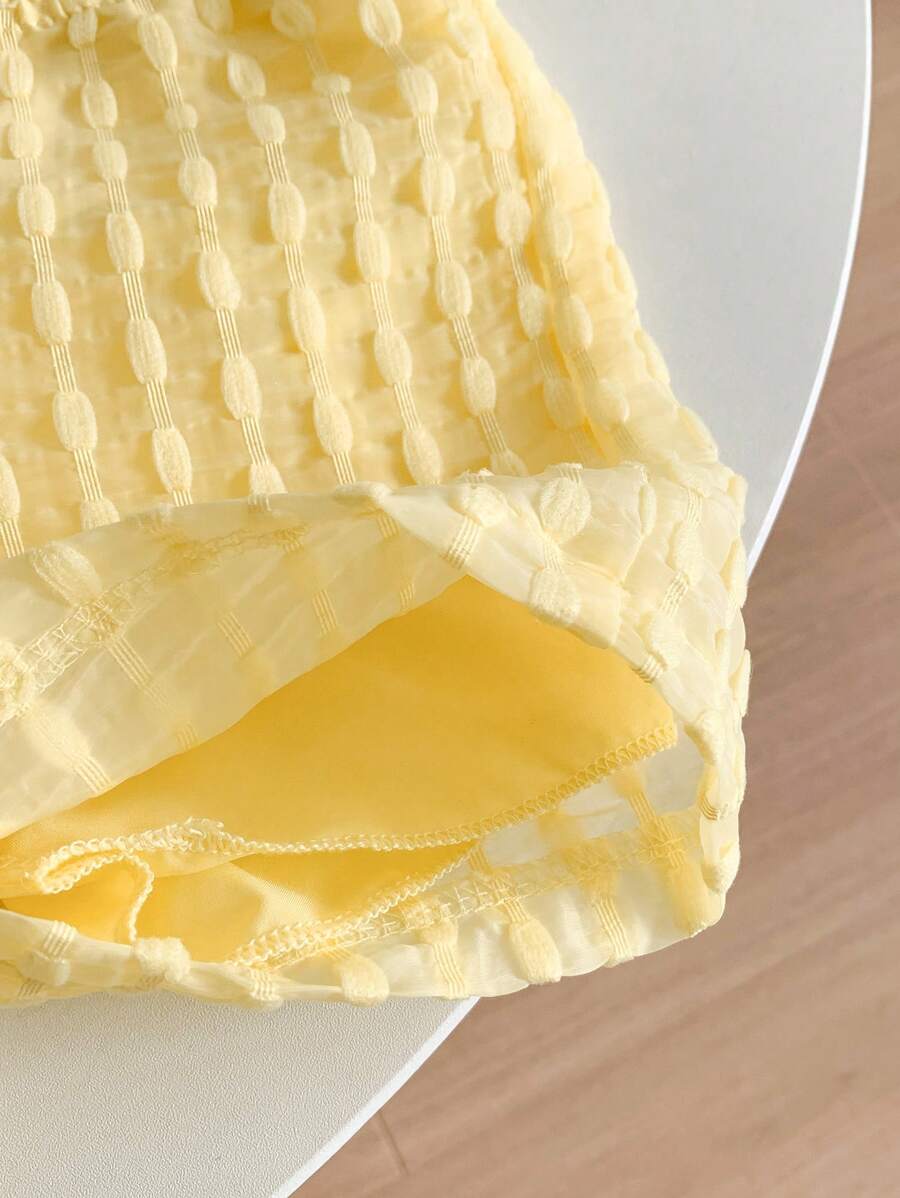  | SHEIN Genkimix Kids Baby Girls' Holiday Leisure Style Textured Fabric Short Sleeved Shirt + Shorts + Suspenders Romper 3pcs Set - Perfect For Daily Wear, Exclusive For Summer | Dress | Shein | OneHub