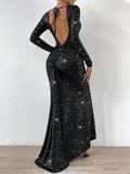  | SHEIN Glamour Tie Backless Sequin Decor Mermaid Hem Sequin Formal Dress | Dress | Shein | OneHub