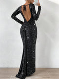  | SHEIN Glamour Tie Backless Sequin Decor Mermaid Hem Sequin Formal Dress | Dress | Shein | OneHub