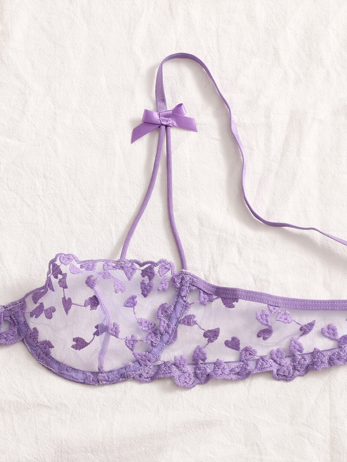  | SHEIN Heart Embroidered Bow Front Mesh Lingerie Set | Lingerie | Shein | OneHub