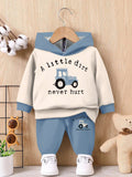 SHEIN Infant Boys Casual Loose Comfy Knit Soft Hoodie & Pants Set