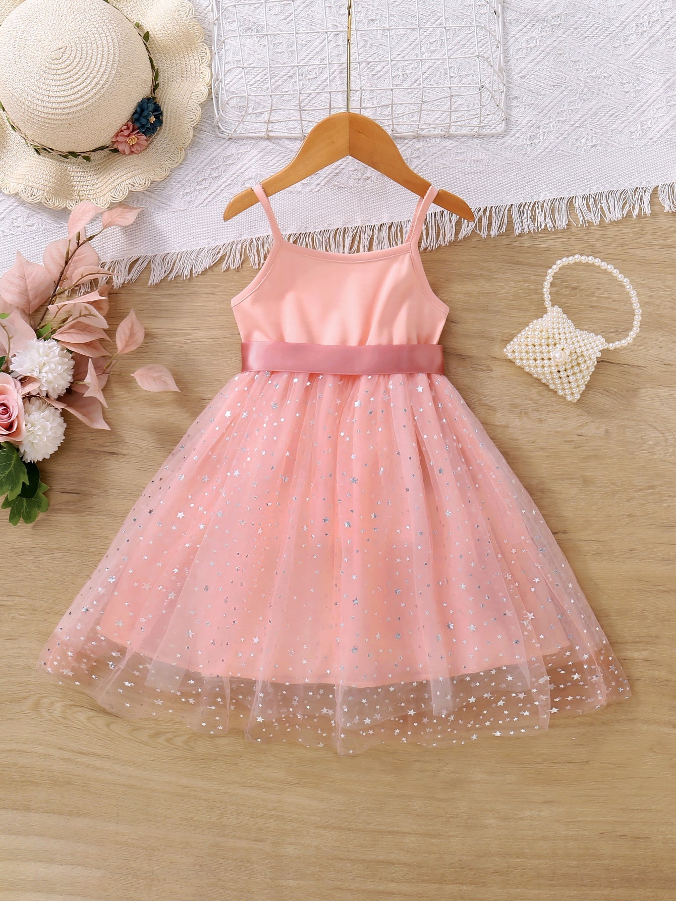  | SHEIN Kids CHARMNG Young Girl Star Print Mesh Overlay Belted Cami Dress | Dress | Shein | OneHub