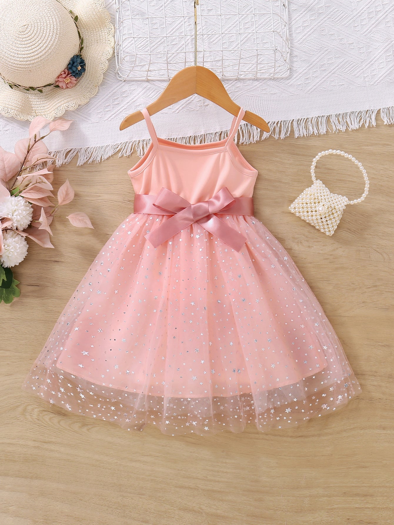  | SHEIN Kids CHARMNG Young Girl Star Print Mesh Overlay Belted Cami Dress | Dress | Shein | OneHub