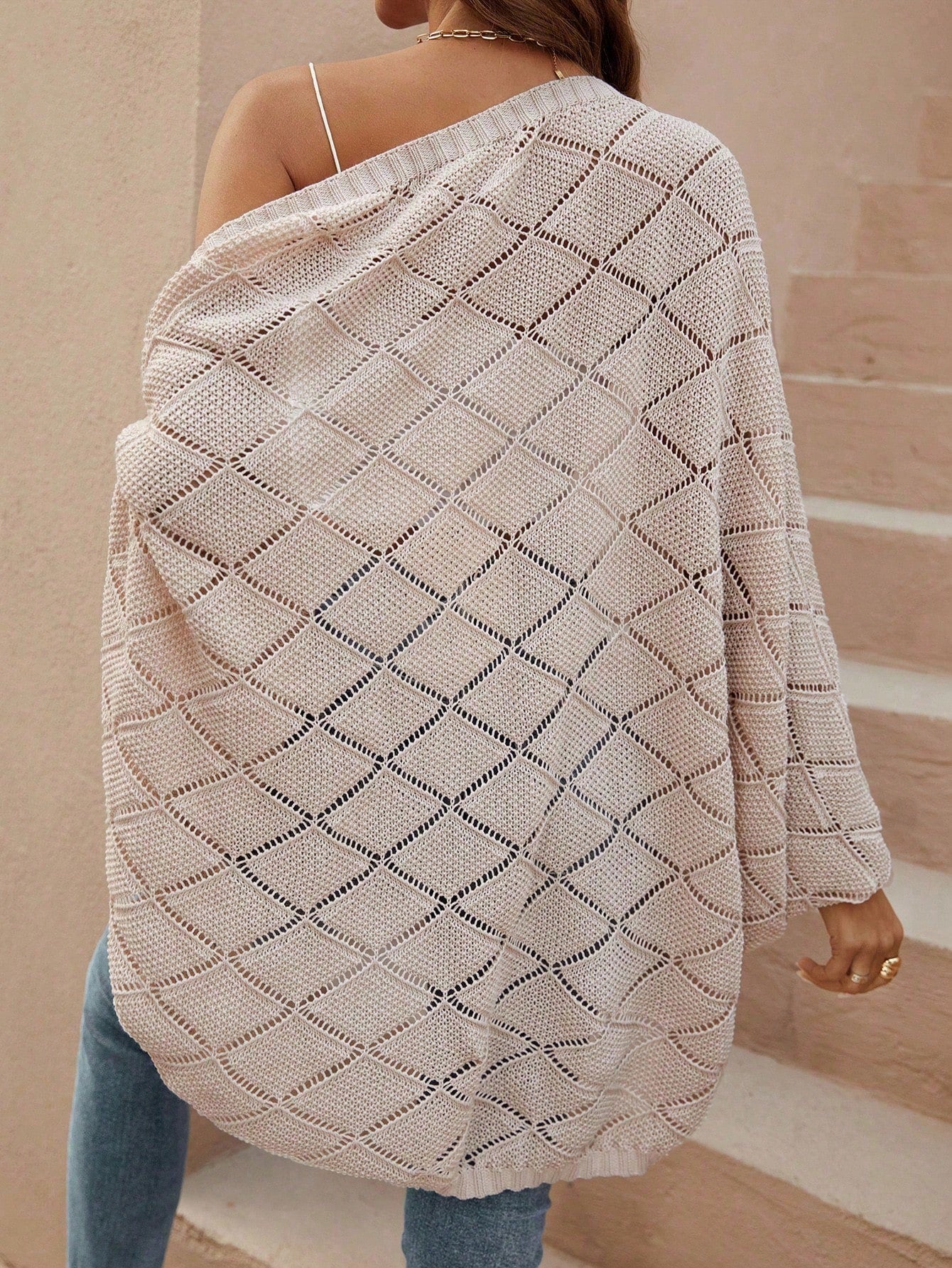  | SHEIN LUNE Hollow Design Batwing Sleeve Casual Loose Knit Cardigan, Suitable For Vacation, Beach, Music Festival | Sweater | Shein | OneHub