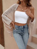  | SHEIN LUNE Hollow Design Batwing Sleeve Casual Loose Knit Cardigan, Suitable For Vacation, Beach, Music Festival | Sweater | Shein | OneHub