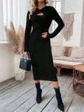  | SHEIN LUNE Ruched Twist Front Cut Out Sweater Dress | Dress | Shein | OneHub