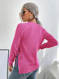 SHEIN LUNE Split Knot Side Raglan Sleeve Sweater Hot Pink Sweaterpull Rosepink Jumper Knit Pullover Fall Winter Outfit