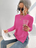 SHEIN LUNE Split Knot Side Raglan Sleeve Sweater Hot Pink Sweaterpull Rosepink Jumper Knit Pullover Fall Winter Outfit