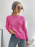 SHEIN LUNE Split Knot Side Raglan Sleeve Sweater Hot Pink Sweaterpull Rosepink Jumper Knit Pullover Fall Winter Outfit
