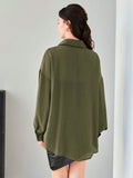  | SHEIN LUNE Women Spring/Summer Casual Solid Color Loose Fit Drop-Shoulder Shirt | T-shirt | Shein | OneHub