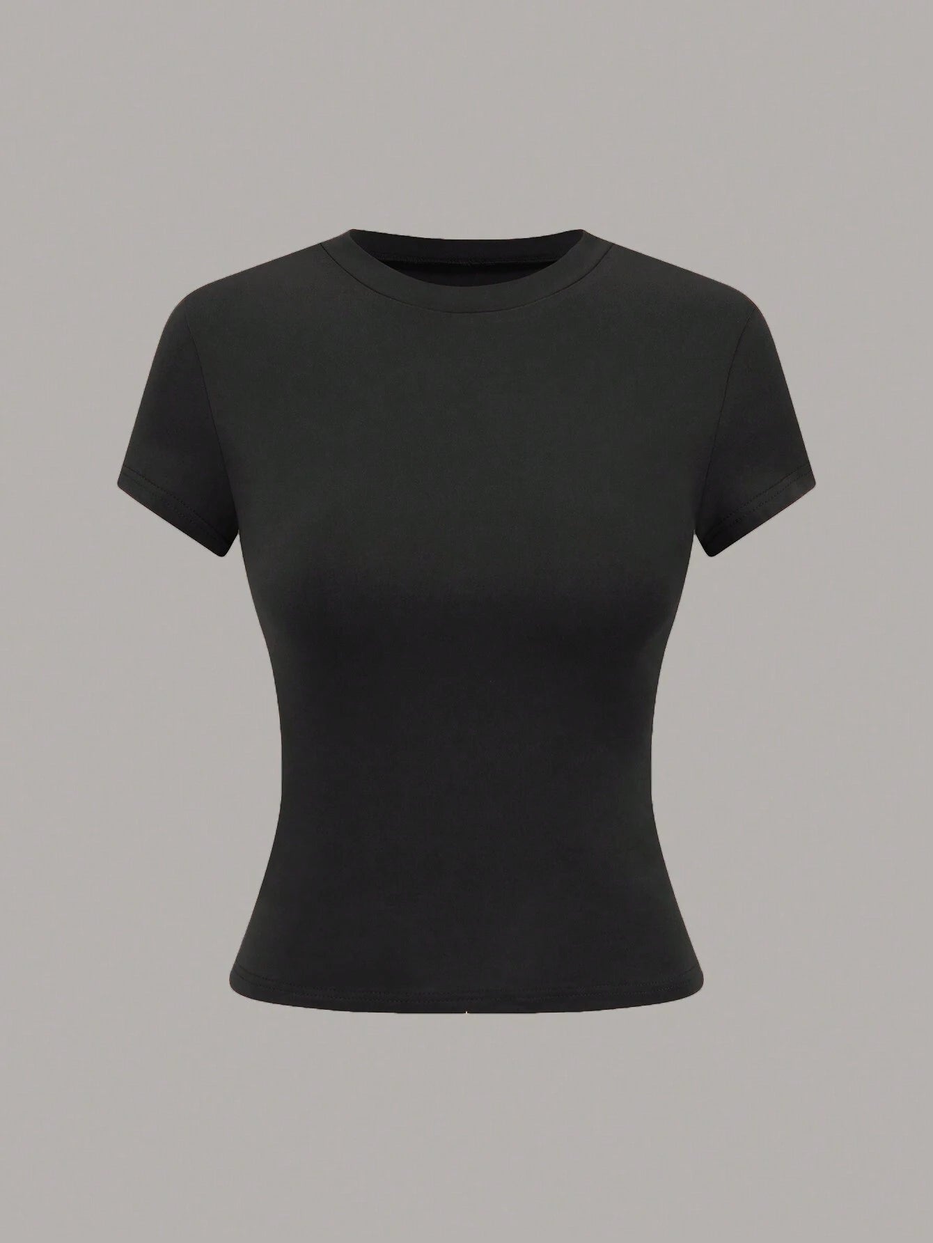  | SHEIN LUNE Women's Round Neck Short Sleeve Solid Color Casual Simple Fitted Blouse | Shirt | Shein | OneHub